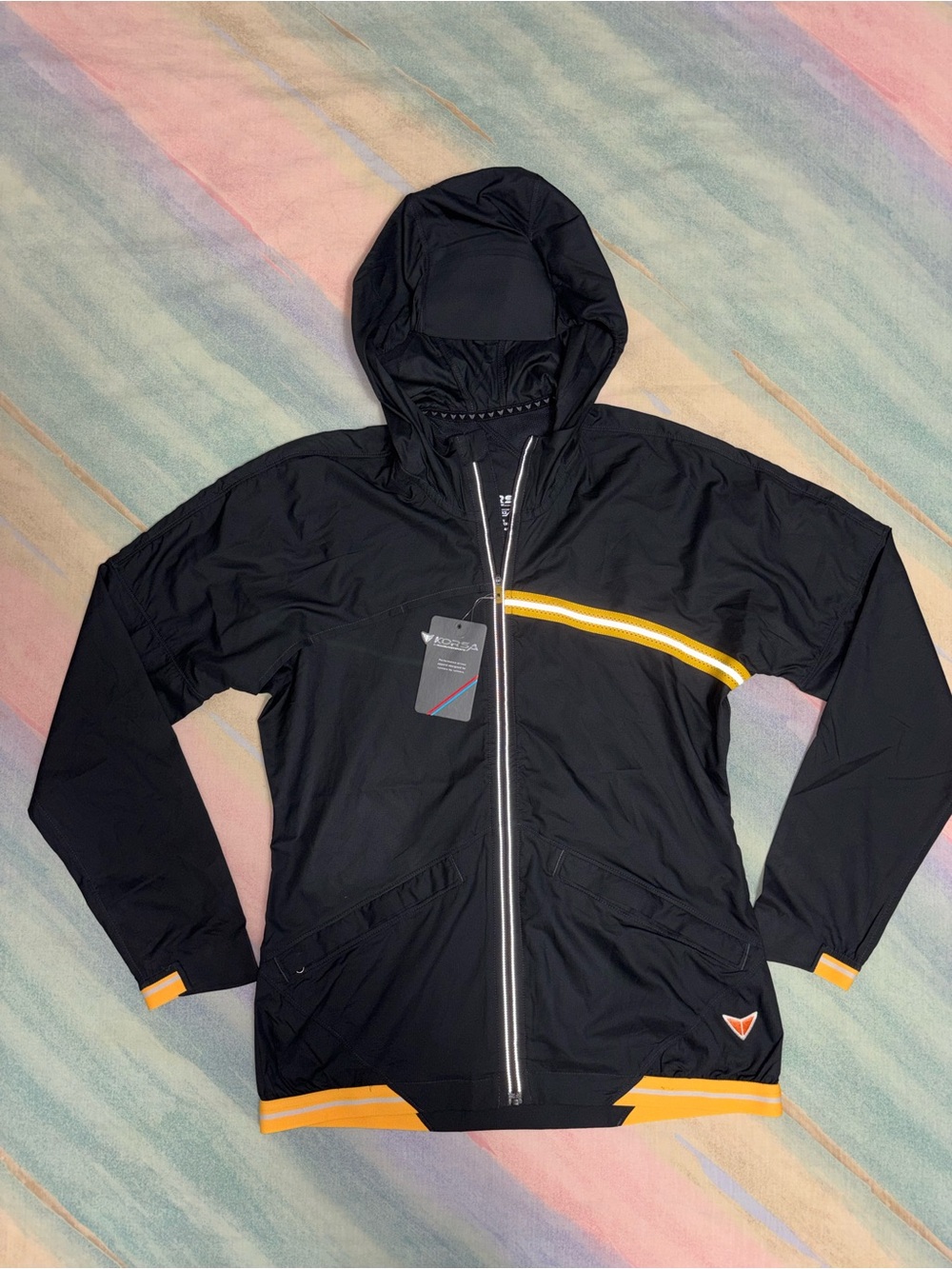 Korsa Accelerate Run Zip Up Hooded Running Athletic black Jacket size XS